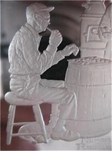 3+ OZ.STERLING SILVER NORMAN ROCKWELL (CHECKER GAME) FOND MEMORIES ART BAR+GOLD - Picture 1 of 9