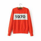 Women 1970 Jumper Pullover Bella Designer Black Orange Long Sleeved Knitted Top
