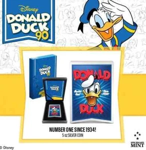 2024 Disney Donald Duck 90th – #1 Since 1934! 5oz Silver Proof Coin Mintage 200 - Picture 1 of 5