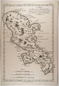 "Carte de l'Isle de la Martinique, Colonie Françoise
". Antilles. BONNE 1780 map - Picture 1 of 2