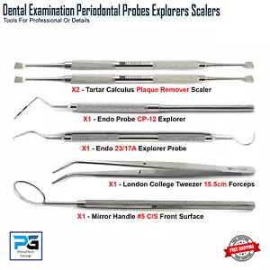 Dental Untersuchungssonden Zahnstein Tarter Plaque Zahnschaber Scaler 6er Set - Bild 1 von 7