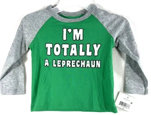 St. Patrick's Day I'm Totally A Leprechaun LS 2T Shirt Green Gray Child NWT - Picture 1 of 7