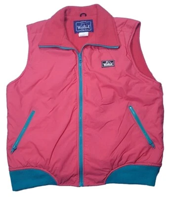 复古 The Woman 羊毛衬里全拉链背心大号珊瑚色/麦绿色 — 第 1/4 张图片