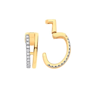 0.08ct Round Diamond Cut Channel-set Single Cuff Huggies Earring Yellow Gold - Picture 1 of 6