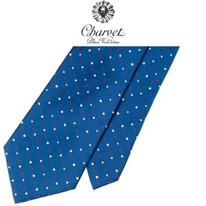 Charvet Place Vendome Blue Tie - Purple Yellow Micro Polka Dots Silk French Tie - Picture 1 of 11