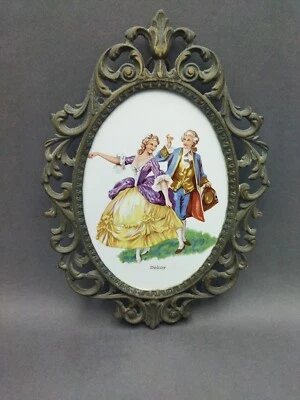 Cuadro miniatura marco latón y placa cerámica grabada con cuadros famosos Foto 1 de 4