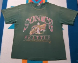 Vintage Seattle Supersonics Shirt Made In USA Sonics Nutmeg Distressed Faded XL - Picture 1 of 10