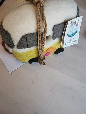 NWT WILD WOOLIES Hippie Bus Van Hand Crafted Felt Birdhouse - Image 1 of 3