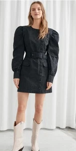 NEW & Other Stories Belted Cotton Twill Mini Dress Size 32 U.K. 4 BNWT £95 - Picture 1 of 10