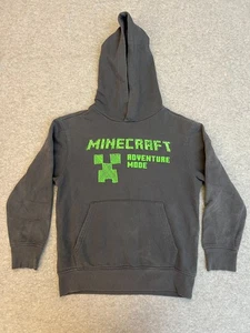 Minecraft Adventure Mode Hoodie Boy Youth Medium Gray Creeper Graphic Sweatshirt - Picture 1 of 13