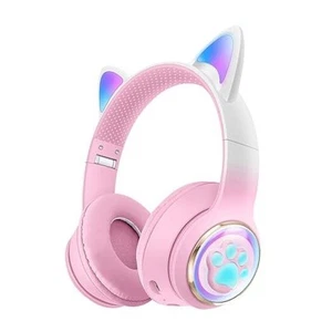 Cat Headphones for Girls Kids for School, Kids Bluetooth Headphones - Picture 1 of 8