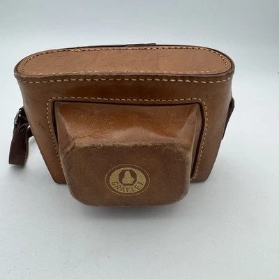 Estuche para cámara vintage de cuero tostado Graflex Foto 1 de 4