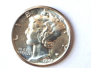 Moneda de diez centavos de plata mercurio 1942-D Frosty Brilliant White Estate gema afilada - Imagen 1 de 7