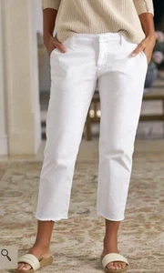 Frank & Eileen Wicklow The Italian Chino Cropped Raw Hem White Twill Pants SZ 8 - Bild 1 von 14