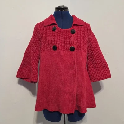 Cárdigan Leo & Nicole Y2K Rojo Tejido Doble Pecho Mod Talla L Foto 1 de 4