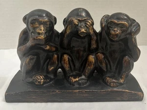 Speak No Evil, Hear No Evil, See No Evil Monkeys Antik Finish Holz - Bild 1 von 24