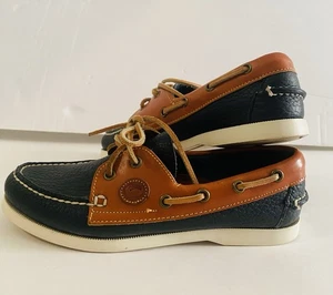 VTG Dooney & Bourke Womens Size 6.5M Boat Shoes Blue Brown Leather Casual Loafer - Picture 1 of 16