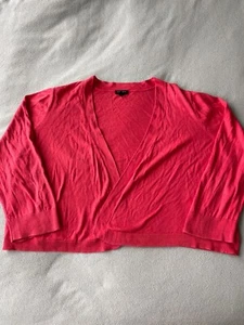 Talbots Cardigan Sweater Womens 1X Red \ Crop Buttonless Elbow Sleeves Layer - Picture 1 of 7