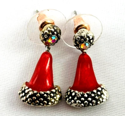 Pendientes perforados de cristal AB sombrero de vacaciones rojo Danecraft Foto 1 de 4