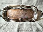 Antique 1779 EALES Silverplated 14" Footed Snack Butler Tray Serving Floral