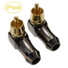 2-Pack RCA Right Angle Audio/Video Cable Male Metal Connectors