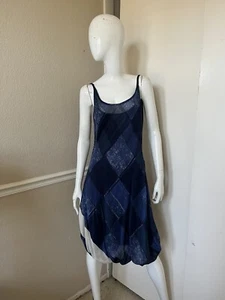 UNBRANDED VINTAGE! 1990's Navy Blue Tank Slip Bubble Dress w/ Tied Waist Sz S - Picture 1 of 10