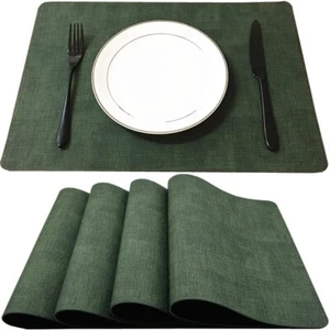 Waterproof Easy To Clean Heat Resistant Thick Faux Leather Washable Placemats Se - Picture 1 of 7