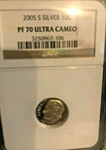 2005 S 10c Roosevelt SILVER Dime NGC PF70 ULTRA CAMEO PROOF Perfect Grade By NGC