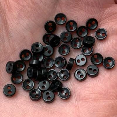 BSB Black Micro 5 mm Craft Buttons Mini Tiny BabyDoll ,Small ,Clothes B130 x 20