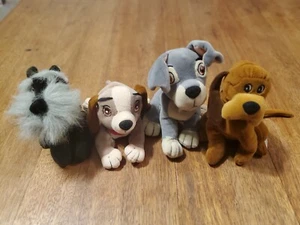 Disney Lady N The Tramp Plush Set Of 4 Beanie Bag 8-10 Inches Tall - Picture 1 of 12