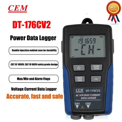CEM DT-176CV2 AC Current and Voltage Datalogger Digital LCD Display - Image 1 of 4