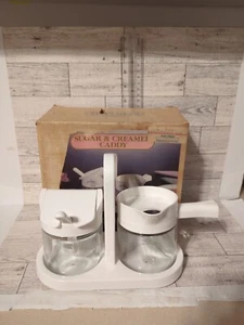 Vintage 70er Jahre Corelle Gemco Zucker und Milchkännchen Set mit Caddy ~ Corning - Bild 1 von 6