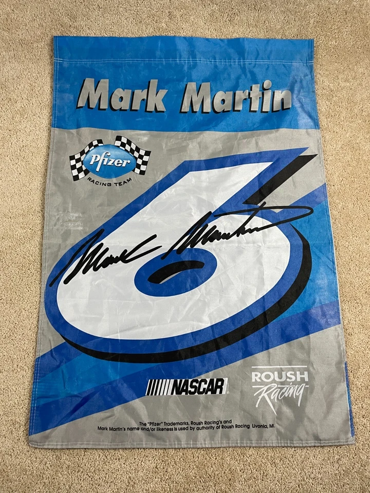 Banner BSI Products Inc 43"x30" Mark Martin #6 NASCAR Pfizer Racing Team azul Foto 1 de 4