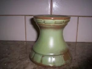 Vintage Frankoma Pottery Pillar Candle Holder Prairie Green 4 1/2" Tall - Picture 1 of 4