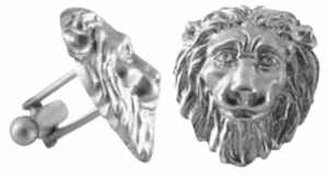 Gemelos de León en Placa de Plata Antigua Gemelos Cabeza de León Joyería para Hombre-EE. UU. - Imagen 1 de 1