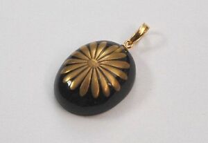 Japanese Pendant Amber Jewelry Maki-e Makie Kiku Kyoto Japan #21 for Gift