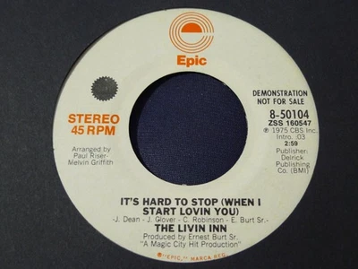 DEMO PROMO-THE LIVIN INN-IT'S HARD TO STOP-EPIC THEIR ONLY 45 RELEASE SOUL Foto 1 de 2