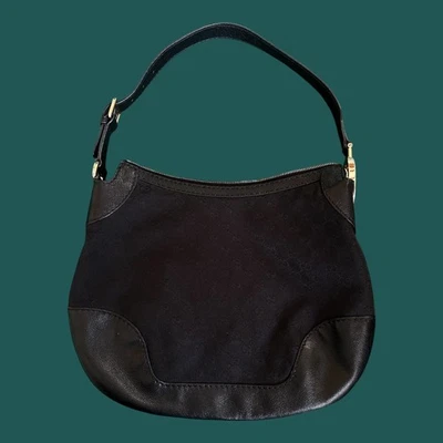 Auténtico Bolso Hobo Gucci Negro Monograma Lona y Cuero-Clásico Cartera de Hombro Foto 1 de 4