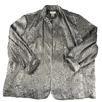 Laura Ashley Jacket Womens 3X Metallic Textured Floral Zip Up Plus Size Elegant - Image 1 of 4