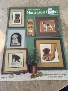 Canterbury Designs Mans Best Friend Dogs Cross Stitch Patterns 1990 Husky Bull - Picture 1 of 3