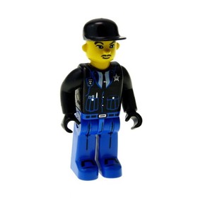 1x Lego Figure 4 Juniors Policeman Man Police Black Blue 4669 4j017