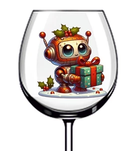 12x Colourful Christmas Robot Vinyl Sticker Decal Tumbler Wine Glass Bottle Car - Picture 1 of 3