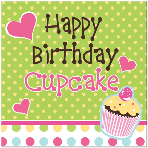 Cupcake Birthday Party Supplies Large Lunch Napkins - Image 1 of 1