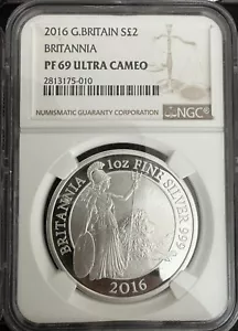 2016 Royal Mint Britannia £2 Two Pounds Silver Proof 1oz Coin In PF69 - Picture 1 of 1