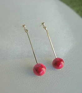 ohrhänger gold mit rot türkis perle - Bild 1 von 5