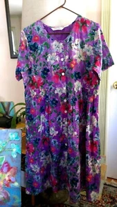 Draper's & Damon  New Long 100% Cotton DRESS Size PL purple floral NWOT India - Picture 1 of 12