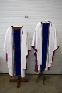 Paramento e stola chiesa bianco/blu per sacerdote, usato (CU1705) 2 disponibili - Foto 1 di 13