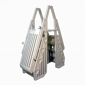 Vinyl Works AF Adjustable 24 Inch Gated Entry Above Ground Pool Ladder, Taupe - Picture 1 of 8