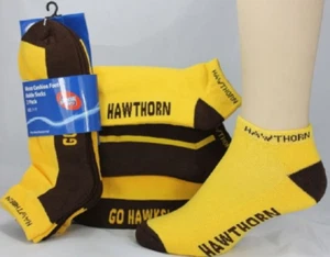 Hawthorn Hawks Official AFL Hombres Cojín Pie Tobillo Calcetines - Paquete de 3 - Imagen 1 de 2