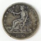 1876 $1 Trade Silver Dollar F Fine Details Rim Bumps Scratches Circulated C0336